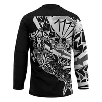 Black White Marquesas Islands Hockey Jersey Marquesan Matatiki Hammerhead Shark Patutiki LT14 - Polynesian Pride