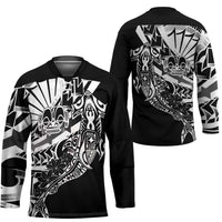 Black White Marquesas Islands Hockey Jersey Marquesan Matatiki Hammerhead Shark Patutiki LT14 - Polynesian Pride