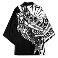 Black White Marquesas Islands Kimono Marquesan Matatiki Hammerhead Shark Patutiki - Polynesian Pride