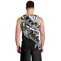 Black White Marquesas Islands Men Tank Top Marquesan Matatiki Hammerhead Shark Patutiki - Polynesian Pride