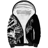 Black White Marquesas Islands Sherpa Hoodie Marquesan Matatiki Hammerhead Shark Patutiki - Polynesian Pride