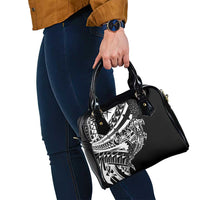 Black White Marquesas Islands Shoulder Handbag Marquesan Matatiki Hammerhead Shark Patutiki - Polynesian Pride