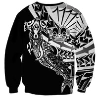 Black White Marquesas Islands Sweatshirt Marquesan Matatiki Hammerhead Shark Patutiki - Polynesian Pride
