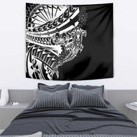 Black White Marquesas Islands Tapestry Marquesan Matatiki Hammerhead Shark Patutiki - Polynesian Pride