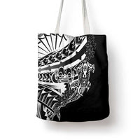 Black White Marquesas Islands Tote Bag Marquesan Matatiki Hammerhead Shark Patutiki - Polynesian Pride