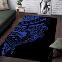 Blue Marquesas Islands Area Rug Marquesan Matatiki Hammerhead Shark Patutiki - Polynesian Pride