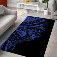 Blue Marquesas Islands Area Rug Marquesan Matatiki Hammerhead Shark Patutiki - Polynesian Pride