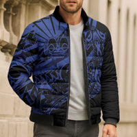 Blue Marquesas Islands Bomber Puffer Jacket Marquesan Matatiki Hammerhead Shark Patutiki - Polynesian Pride