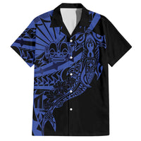 Blue Marquesas Islands Family Matching Summer Maxi Dress and Hawaiian Shirt Marquesan Matatiki Hammerhead Shark Patutiki - Polynesian Pride