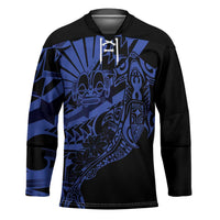 Blue Marquesas Islands Hockey Jersey Marquesan Matatiki Hammerhead Shark Patutiki LT14 Unisex Blue - Polynesian Pride