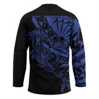 Blue Marquesas Islands Hockey Jersey Marquesan Matatiki Hammerhead Shark Patutiki LT14 - Polynesian Pride