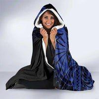 Blue Marquesas Islands Hooded Blanket Marquesan Matatiki Hammerhead Shark Patutiki - Polynesian Pride