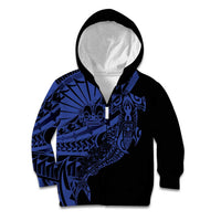Blue Marquesas Islands Kid Hoodie Marquesan Matatiki Hammerhead Shark Patutiki - Polynesian Pride