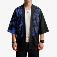 Blue Marquesas Islands Kimono Marquesan Matatiki Hammerhead Shark Patutiki - Polynesian Pride