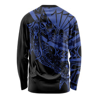 Blue Marquesas Islands Long Sleeve Shirt Marquesan Matatiki Hammerhead Shark Patutiki - Polynesian Pride