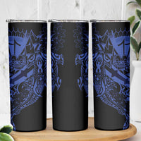 Blue Marquesas Islands Skinny Tumbler Marquesan Matatiki Hammerhead Shark Patutiki - Polynesian Pride
