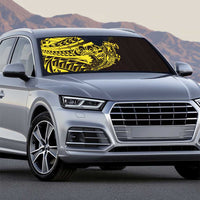 Yellow Marquesas Islands Auto Sun Shade Marquesan Matatiki Hammerhead Shark Patutiki - Polynesian Pride