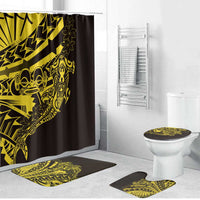 Yellow Marquesas Islands Bathroom Set Marquesan Matatiki Hammerhead Shark Patutiki - Polynesian Pride