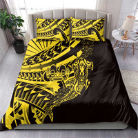 Yellow Marquesas Islands Bedding Set Marquesan Matatiki Hammerhead Shark Patutiki - Polynesian Pride