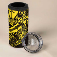 Yellow Marquesas Islands 4 in 1 Can Cooler Tumbler Marquesan Matatiki Hammerhead Shark Patutiki - Polynesian Pride