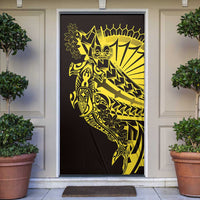 Yellow Marquesas Islands Door Cover Marquesan Matatiki Hammerhead Shark Patutiki LT14 Yellow - Polynesian Pride