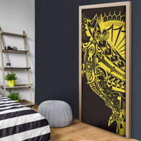Yellow Marquesas Islands Door Cover Marquesan Matatiki Hammerhead Shark Patutiki LT14 - Polynesian Pride