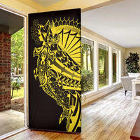 Yellow Marquesas Islands Door Cover Marquesan Matatiki Hammerhead Shark Patutiki LT14 - Polynesian Pride