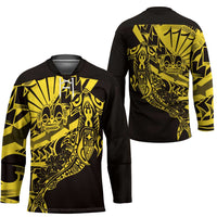 Yellow Marquesas Islands Hockey Jersey Marquesan Matatiki Hammerhead Shark Patutiki LT14 - Polynesian Pride