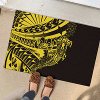 Yellow Marquesas Islands Rubber Doormat Marquesan Matatiki Hammerhead Shark Patutiki - Polynesian Pride