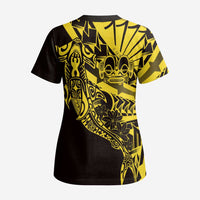 Yellow Marquesas Islands Scrub Top Marquesan Matatiki Hammerhead Shark Patutiki - Polynesian Pride