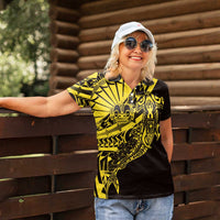 Yellow Marquesas Islands Women Polo Shirt Marquesan Matatiki Hammerhead Shark Patutiki - Polynesian Pride