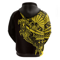 Yellow Marquesas Islands Zip Hoodie Marquesan Matatiki Hammerhead Shark Patutiki - Polynesian Pride