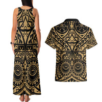 Austral Islands Couples Matching Tank Maxi Dress and Hawaiian Shirt Tuhaa Pae Penu Stars Necklace Gold - Polynesian Pride