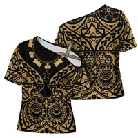 Austral Islands Cross Shoulder Shirt Tuhaa Pae Penu Stars Necklace Gold - Polynesian Pride