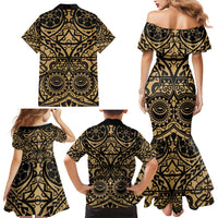 Austral Islands Family Matching Mermaid Dress and Hawaiian Shirt Tuhaa Pae Penu Stars Necklace Gold - Polynesian Pride