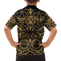 Austral Islands Family Matching Off The Shoulder Long Sleeve Dress and Hawaiian Shirt Tuhaa Pae Penu Stars Necklace Gold - Polynesian Pride
