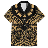 Austral Islands Family Matching Off The Shoulder Long Sleeve Dress and Hawaiian Shirt Tuhaa Pae Penu Stars Necklace Gold - Polynesian Pride