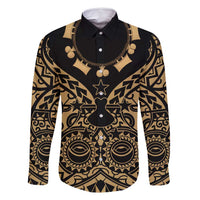 Austral Islands Family Matching Off Shoulder Maxi Dress and Hawaiian Shirt Tuhaa Pae Penu Stars Necklace Gold - Polynesian Pride