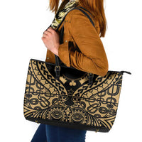Austral Islands Leather Tote Bag Tuhaa Pae Penu Stars Necklace Gold LT14 Gold - Polynesian Pride
