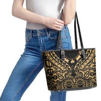Austral Islands Leather Tote Bag Tuhaa Pae Penu Stars Necklace Gold LT14 - Polynesian Pride