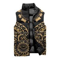 Austral Islands Sleeveless Puffer Jacket Tuhaa Pae Penu Stars Necklace Gold - Polynesian Pride