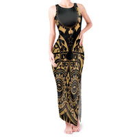 Austral Islands Tank Maxi Dress Tuhaa Pae Penu Stars Necklace Gold LT14 Women Gold - Polynesian Pride