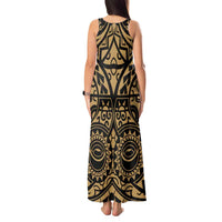 Austral Islands Tank Maxi Dress Tuhaa Pae Penu Stars Necklace Gold LT14 - Polynesian Pride
