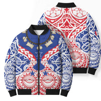 Austral Islands Bomber Puffer Jacket Tuhaa Pae Penu Stars Necklace Red LT14 - Polynesian Pride