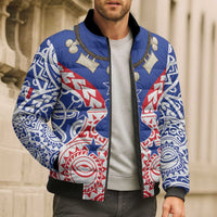 Austral Islands Bomber Puffer Jacket Tuhaa Pae Penu Stars Necklace Red LT14 - Polynesian Pride