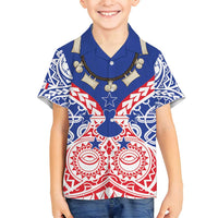 Austral Islands Family Matching Tank Maxi Dress and Hawaiian Shirt Tuhaa Pae Penu Stars Necklace Red - Polynesian Pride