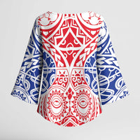 Austral Islands Kimono Sleeve Blouse Tuhaa Pae Penu Stars Necklace Red - Polynesian Pride