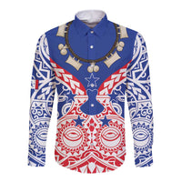 Austral Islands Long Sleeve Button Shirt Tuhaa Pae Penu Stars Necklace Red - Polynesian Pride