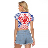 Austral Islands Raglan Cropped T Shirt Tuhaa Pae Penu Stars Necklace Red LT14 - Polynesian Pride