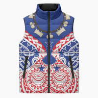 Austral Islands Sleeveless Puffer Jacket Tuhaa Pae Penu Stars Necklace Red - Polynesian Pride